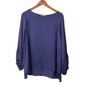 Tutu‎ & Lilli Caroline Blouse Size M Deep Purple Satin Balloon Sleeve Minimalist